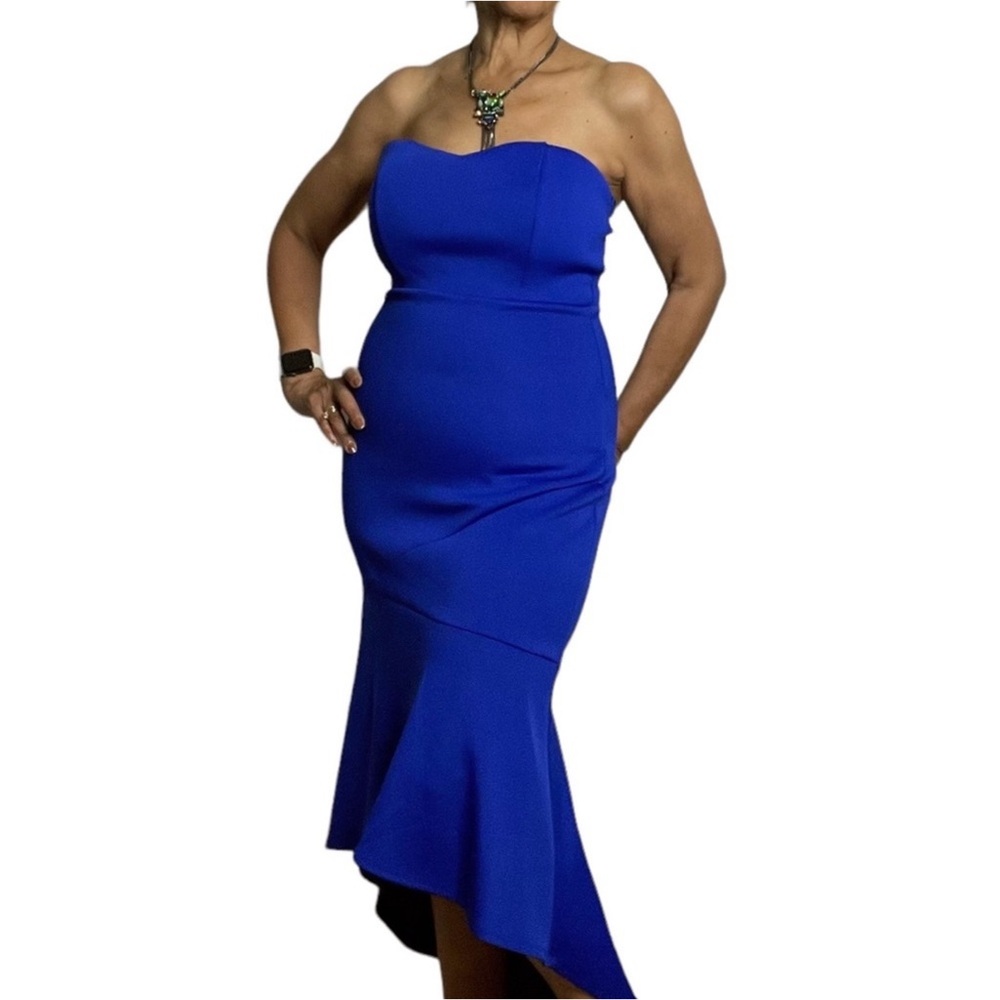 Elegant Strapless Royal Blue Dress